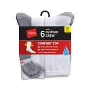 Hanes Crew Socks 6-Pack Men's Max Cushion Big & Tall Wicking Cool Comfort 12-14