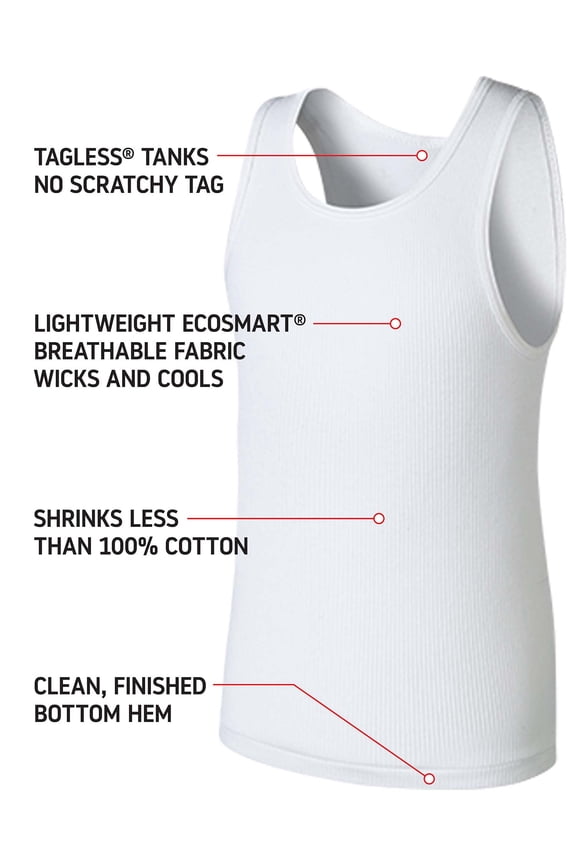 Boy Tank 5-Pack EcoSmart Undershirt Underwear Breathable Lightweight XS-XL