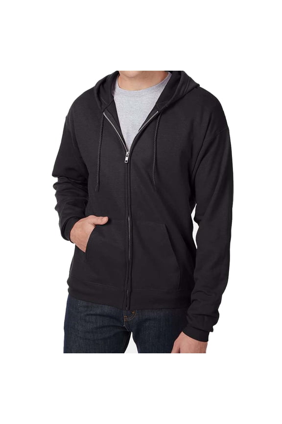 EcoSmart Full-Zip Hooded Sweatshirt, Soft Fleece Hoodie, Zip-Up Jacket with Pockets, Black, M