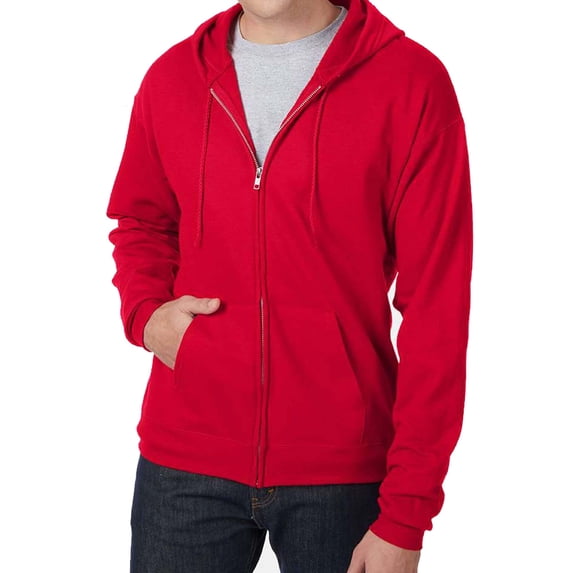Hanes EcoSmart Full-Zip Hooded Sweatshirt, Soft Fleece Hoodie, Zip-Up Jacket with Pockets, Deep Red, M