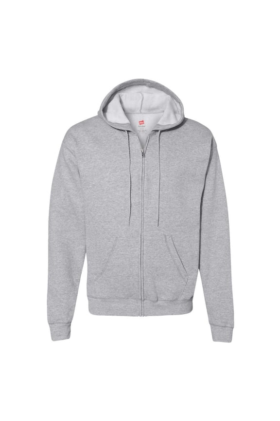 EcoSmart Full-Zip Hooded Sweatshirt, Soft Fleece Hoodie, Zip-Up Jacket with Pockets, Light Steel, 2XL