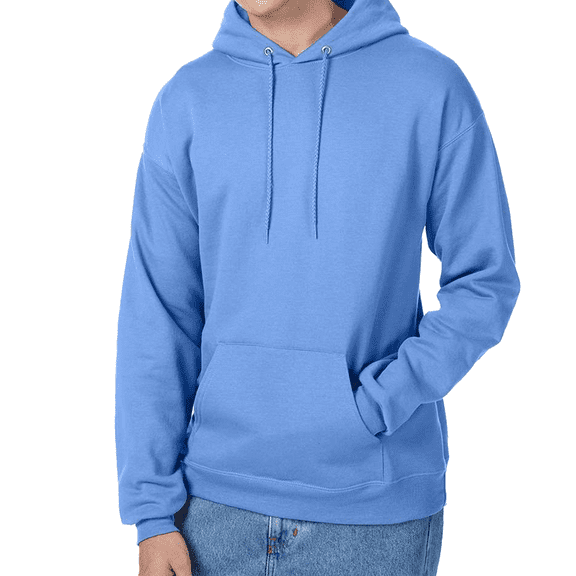 Hanes EcoSmart Hooded Pocket Sweatshirt, Men's Long Sleeve Pullover Fleece, Carolina Blue, XL