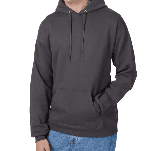 Hanes EcoSmart Hooded Pocket Sweatshirt, Men's Long Sleeve Pullover Fleece, Smoke Grey, XL