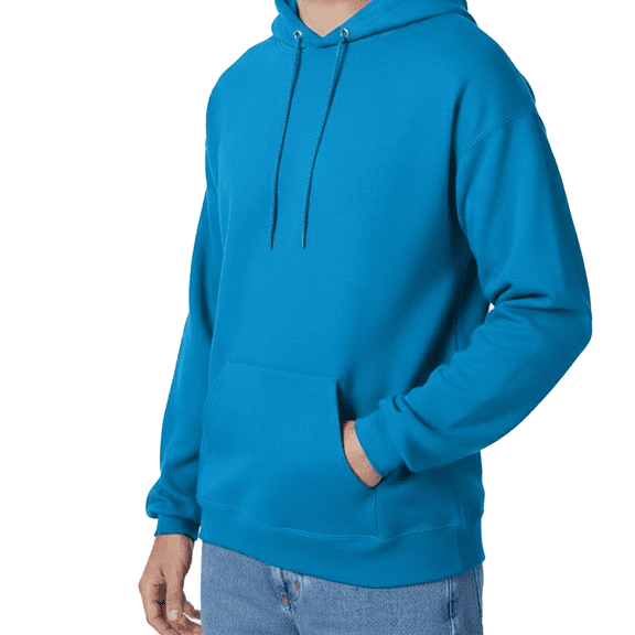 Hanes EcoSmart Hooded Pocket Sweatshirt, Men's Long Sleeve Pullover Fleece, Teal, M