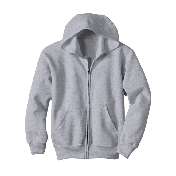 Hanes EcoSmart Kids' Full-Zip Hooded Jacket Light Steel XS