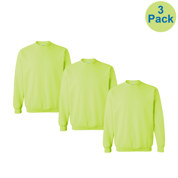Hanes EcoSmart Men Hi Vis Crewneck Work Sweatshirt, Moisture-Wicking Safety Green Color, 3-Pack, 5XL