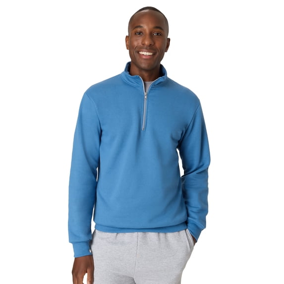 Hanes EcoSmart Men’s Fleece Quarter-Zip Pullover Denim Blue L