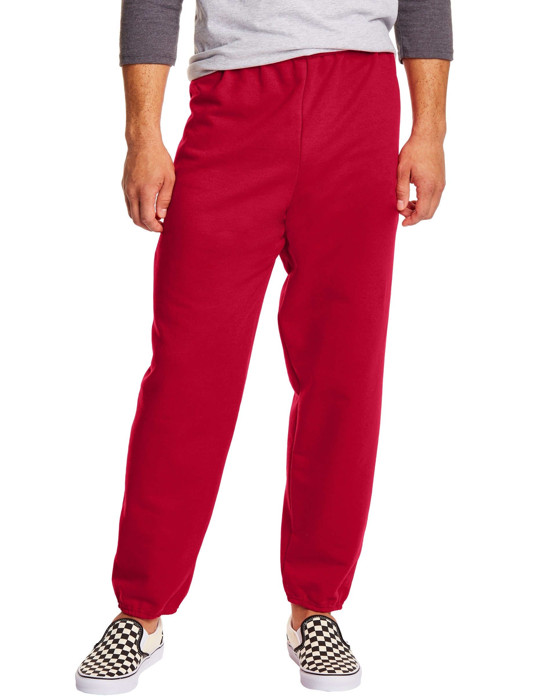 Hanes EcoSmart Men's Fleece Sweatpants, 2-Pack, 32" Deep Red M - image 1 of 4