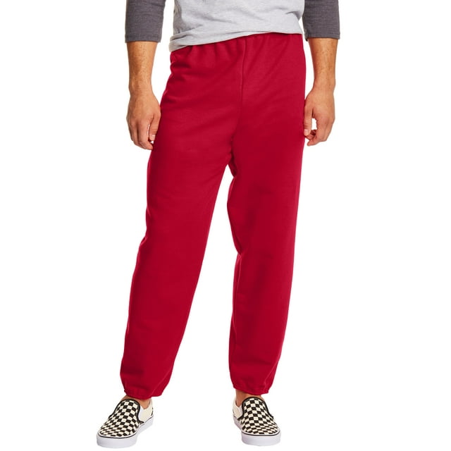 Hanes EcoSmart Men's Fleece Sweatpants, 2-Pack, 32" Deep Red M