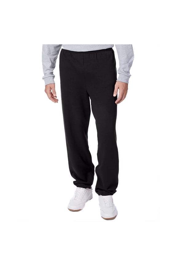 EcoSmart Men's Fleece Sweatpants, Comfortable, Soft Cotton Blend Lounge Pants, Black, L