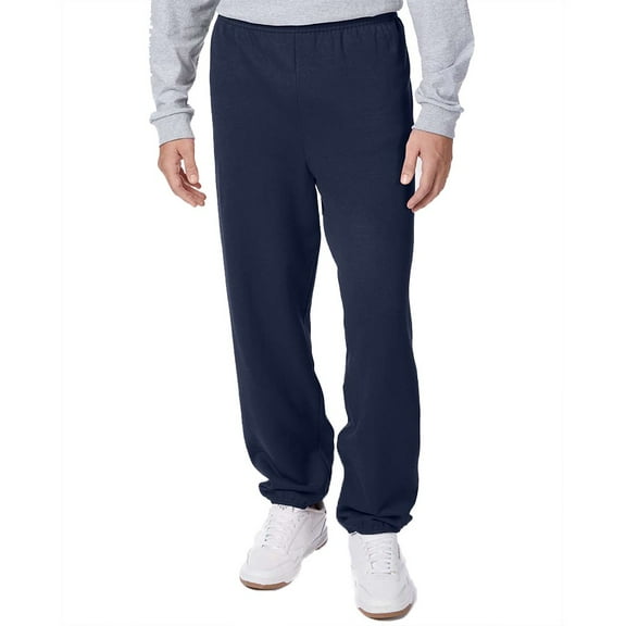 Hanes EcoSmart Men's Fleece Sweatpants, Comfortable, Unisex Fit Cotton Blend Lounge Pants, Navy, L
