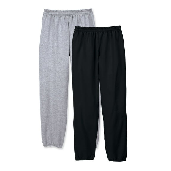 Hanes EcoSmart Men's Fleece Sweatpants, Value 2-Pack, 32" Black/Light Steel 2XL