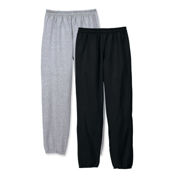 Hanes EcoSmart Men's Fleece Sweatpants, Value 2-Pack, 32" Black/Light Steel 3XL