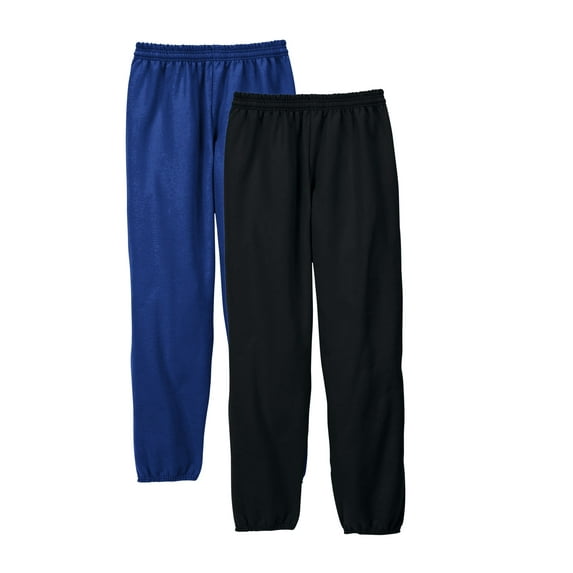 Hanes EcoSmart Men's Fleece Sweatpants, Value 2-Pack, 32" Black/Royal 2XL