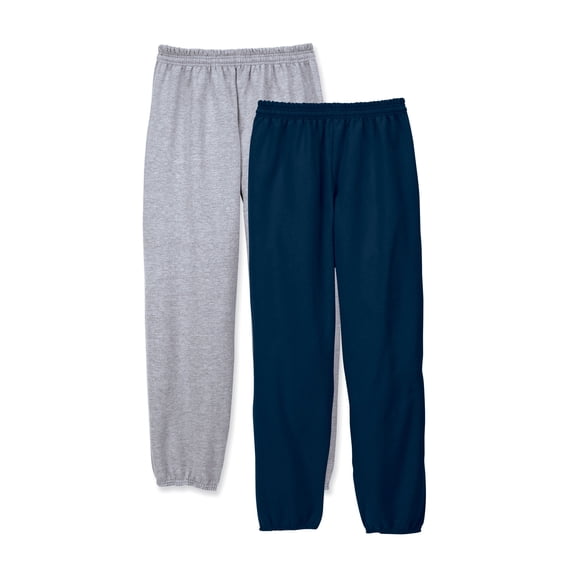 Hanes EcoSmart Men's Fleece Sweatpants, Value 2-Pack, 32" Light Steel/Navy 3XL