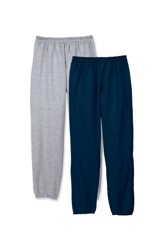 EcoSmart Men's Fleece Sweatpants, Value 2-Pack, 32" Light Steel/Navy L