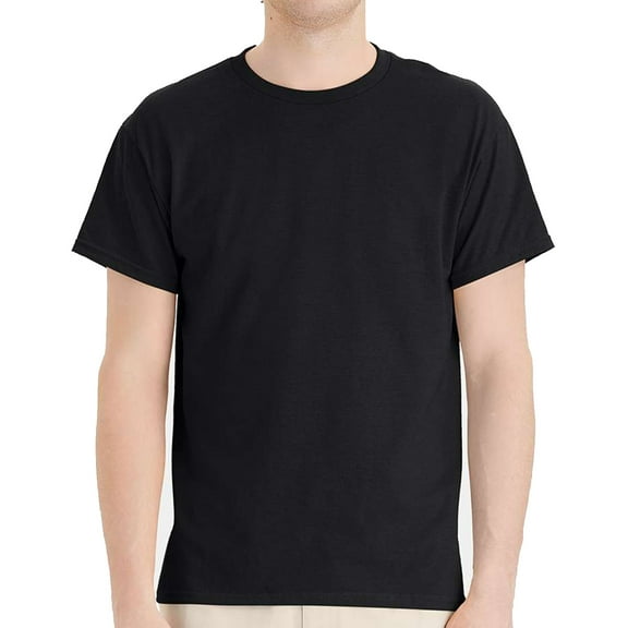 Hanes EcoSmart Men’s Short Sleeve T-Shirt, Crewneck Classic Fit Tee, Cotton-Poly, Black, L