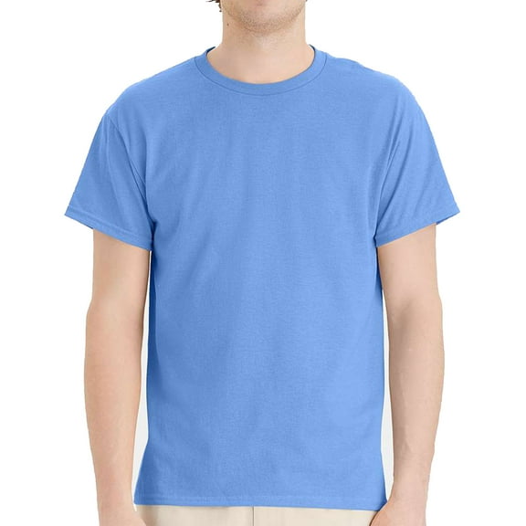 Hanes EcoSmart Men’s Short Sleeve T-Shirt, Crewneck Classic Fit Tee, Cotton-Poly, Carolina Blue, 3XL