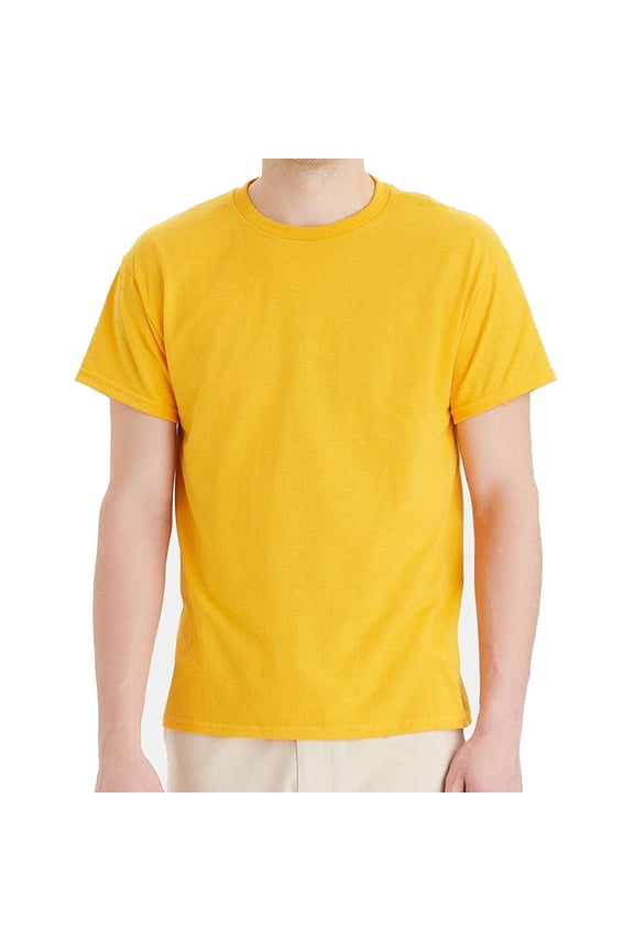 EcoSmart Men's Short Sleeve T-Shirt, Crewneck Classic Fit Tee, Cotton-Poly, Gold, 2XL