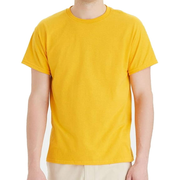 Hanes EcoSmart Men's Short Sleeve T-Shirt, Crewneck Classic Fit Tee, Cotton-Poly, Gold, XL