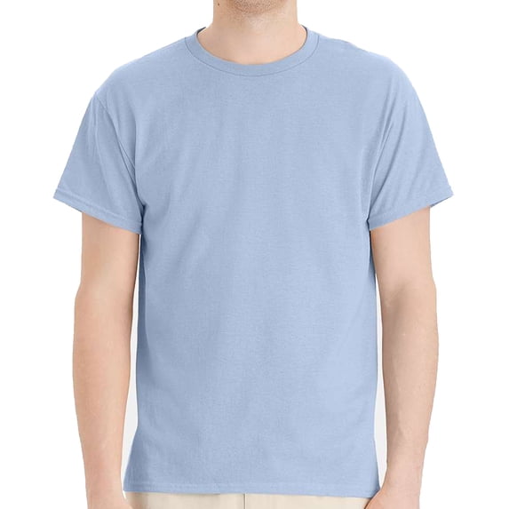 Hanes EcoSmart Men's Short Sleeve T-Shirt, Crewneck Classic Fit Tee, Cotton-Poly, Light Blue, 2XL