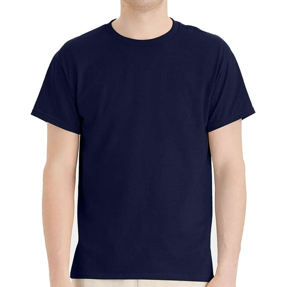 Hanes EcoSmart Men's Short Sleeve T-Shirt, Crewneck Classic Fit Tee, Cotton-Poly, Navy, XL