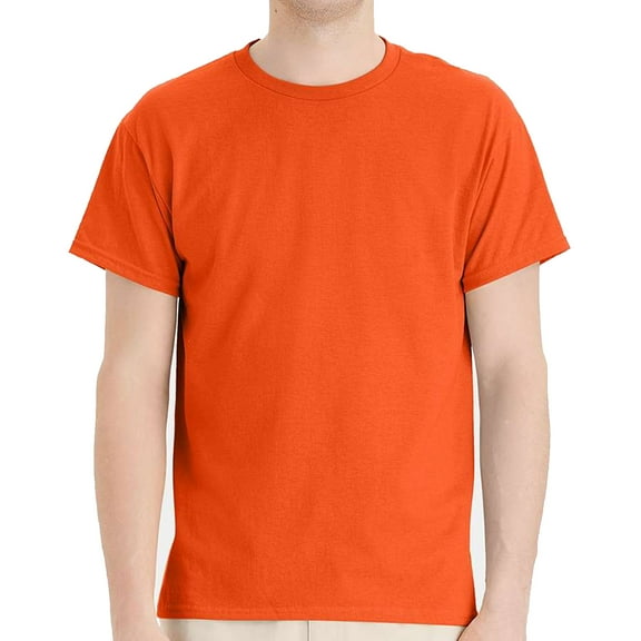 Hanes EcoSmart Men's Short Sleeve T-Shirt, Crewneck Classic Fit Tee, Cotton-Poly, Orange, 3XL