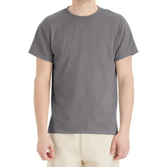 Hanes EcoSmart Men's Short Sleeve T-Shirt, Crewneck Classic Fit Tee, Cotton-Poly, Oxford Grey, S