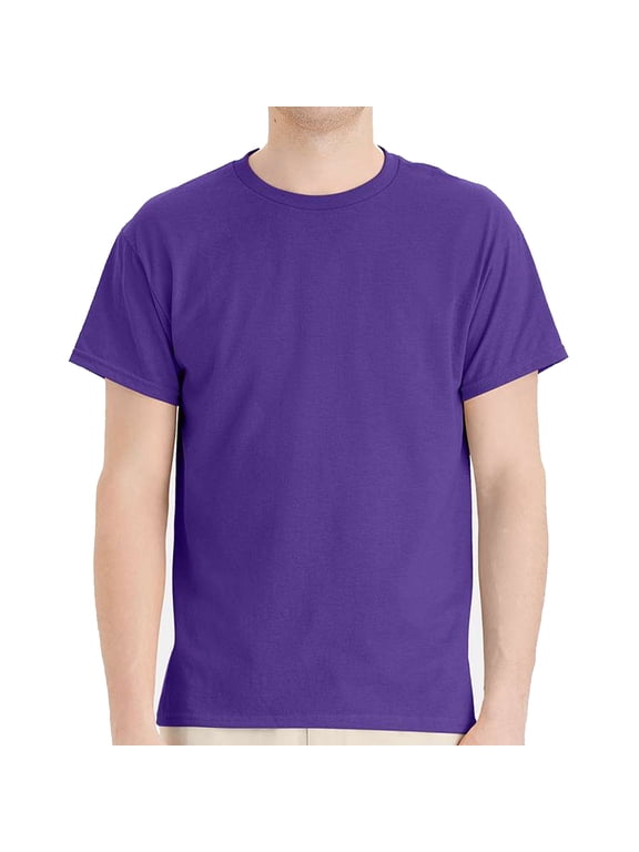 EcoSmart Men's Short Sleeve T-Shirt, Crewneck Classic Fit Tee, Cotton-Poly, Purple, XL