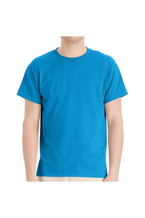 EcoSmart Men's Short Sleeve T-Shirt, Crewneck Classic Fit Tee, Cotton-Poly, Teal, L