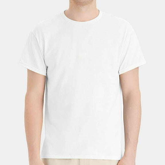 Hanes EcoSmart Men's Short Sleeve T-Shirt, Crewneck Classic Fit Tee, Cotton-Poly, White, 2XL