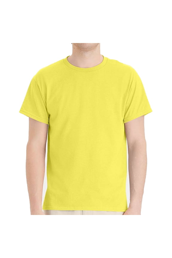EcoSmart Men's Short Sleeve T-Shirt, Crewneck Classic Fit Tee, Cotton-Poly, Yellow, XL