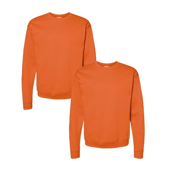 Hanes EcoSmart Unisex Crewneck Safety Sweatshirt, Hi Vis Pullover Safety Orange Fleece, 2 Pack, 4XL