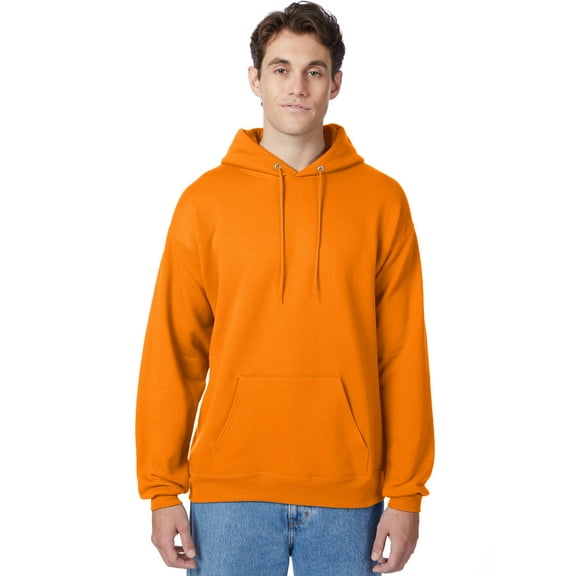Hanes EcoSmart Unisex Fleece Hoodie (Big & Tall Sizes Available) Safety Orange XL