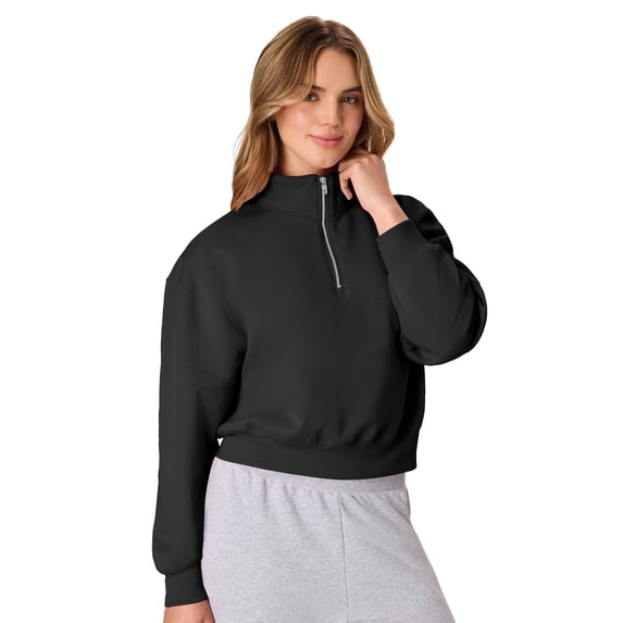 Hanes EcoSmart Women’s Fleece Quarter-Zip Pullover Ebony S