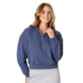 thumbnail image 1 of Hanes EcoSmart Women’s Fleece Quarter-Zip Pullover Navy Heather S, 1 of 5