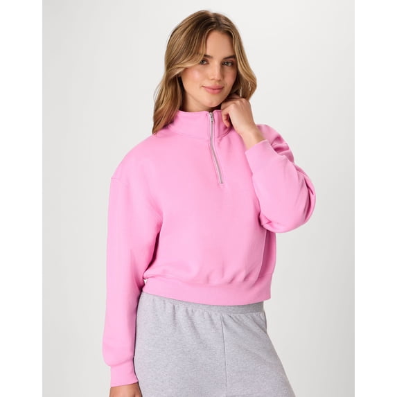 Hanes EcoSmart Women’s Fleece Quarter-Zip Pullover Spirited Pink M