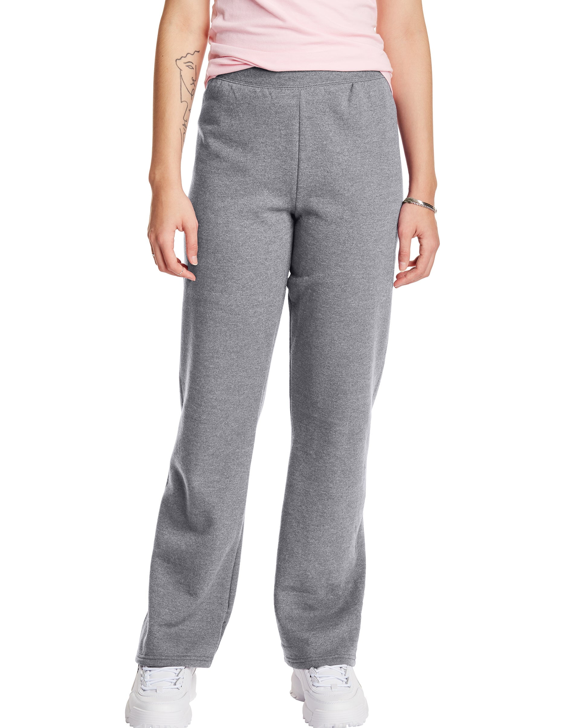 Hanes Sweatpants Women's Fleece Open Bottom Midweight EcoSmart Elastic