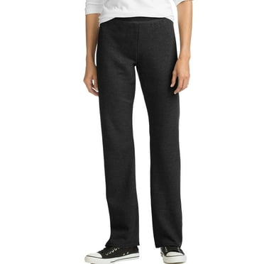 Hanes EcoSmart Women's Fleece Sweatpants with Open Bottom Legs, 28.5" (Petite Size) Ebony S