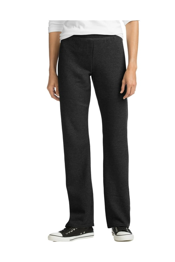 EcoSmart Women's Fleece Sweatpants with Open Bottom Legs, 28.5" (Petite Size) Ebony S