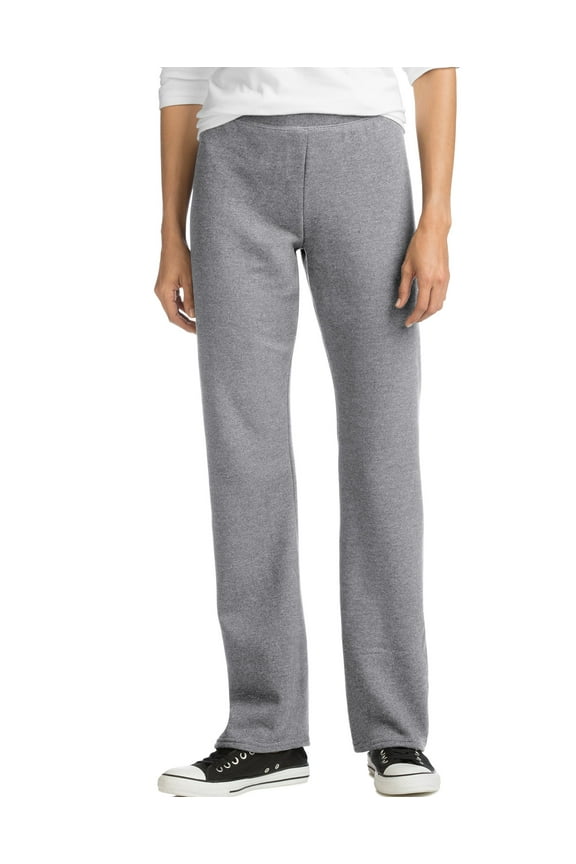 EcoSmart Women's Fleece Sweatpants with Open Bottom Legs, 28.5" (Petite Size) Light Steel M