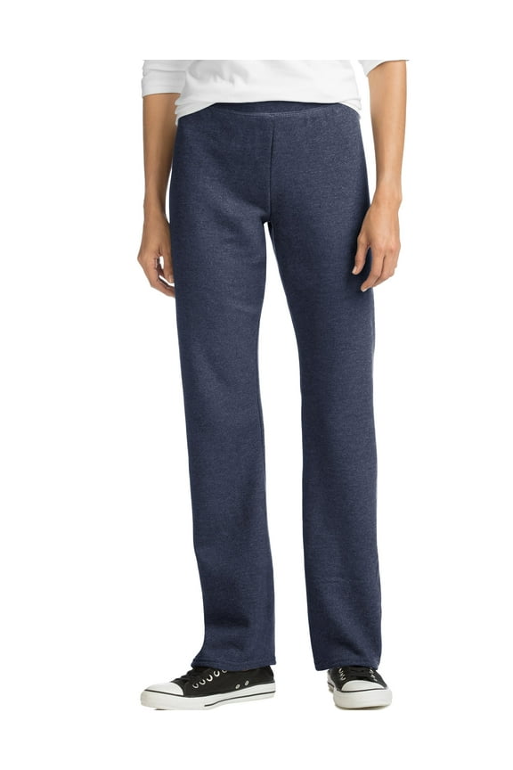 EcoSmart Women's Fleece Sweatpants with Open Bottom Legs, 28.5" (Petite Size) Navy Heather S
