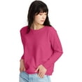 thumbnail image 1 of Hanes EcoSmart Women's Fleece Sweatshirt, V-Notch Jazzberry Pink Heather M, 1 of 4