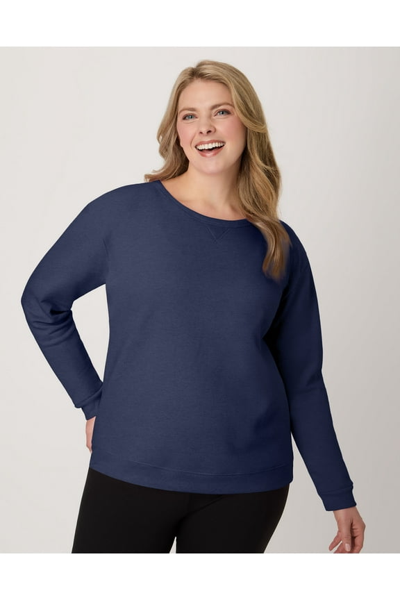 EcoSmart Women's Fleece Sweatshirt, V-Notch Navy Heather M