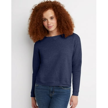 Hanes EcoSmart Women's Fleece Sweatshirt, V-Notch Navy Heather M