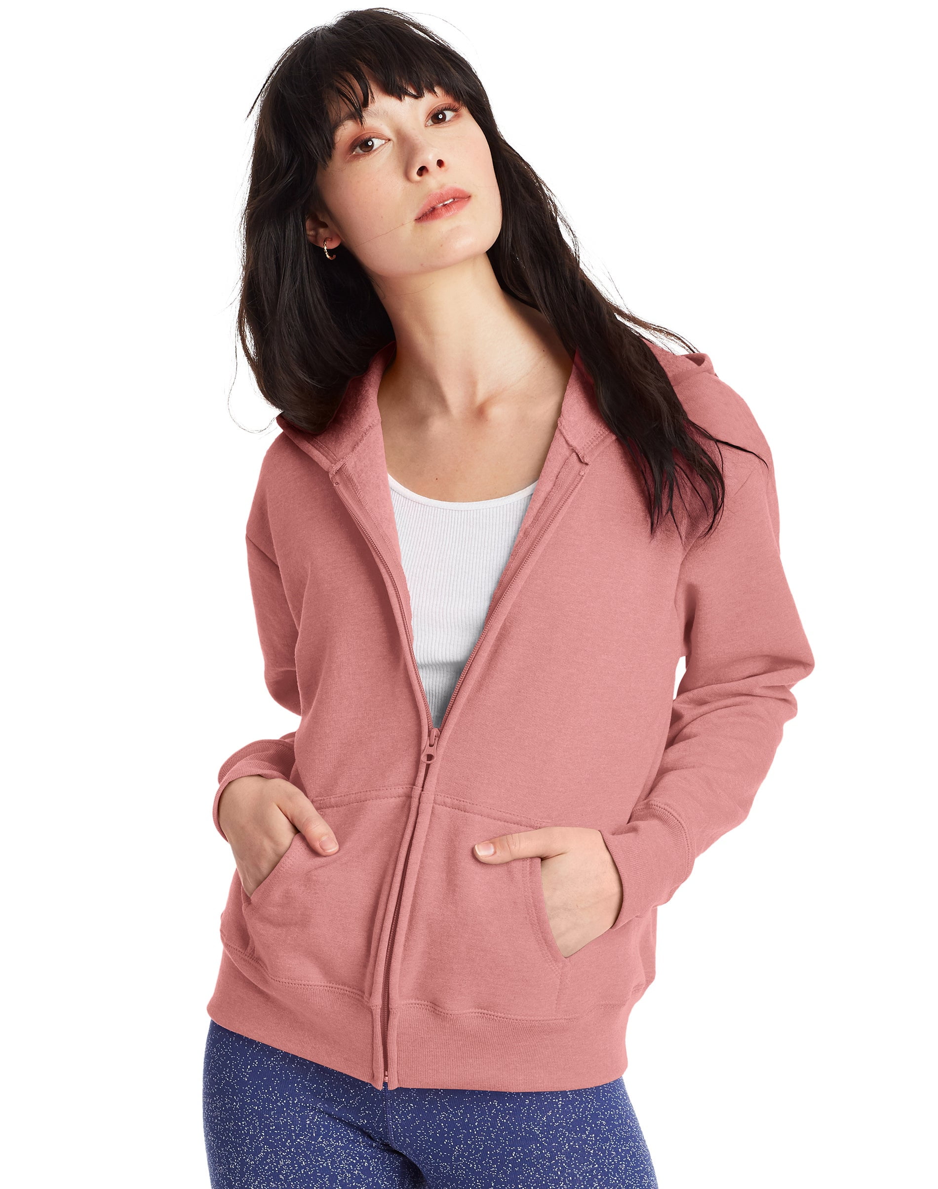 Hanes EcoSmart Women’s Fleece Zip Hoodie Mauve S