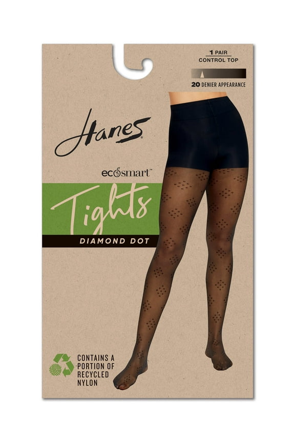 EcoSmart Women's Sheer Control Top Tights, Diamond Dot Black XL