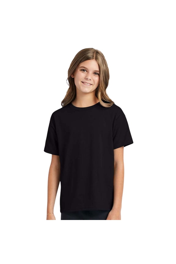 EcoSmart Youth Short Sleeve T-Shirt Soft Classic fit Tee (Black, S)