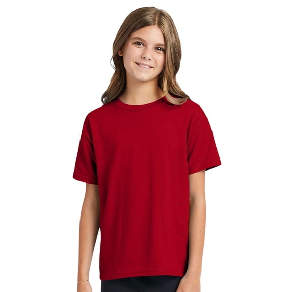 Hanes EcoSmart Youth Short Sleeve T-Shirt Soft Classic fit Tee (Deep Red, XL)