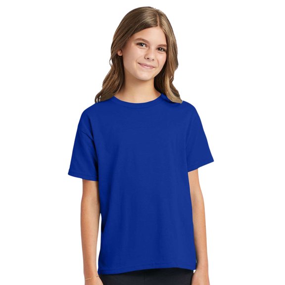 Hanes EcoSmart Youth Short Sleeve T-Shirt Soft Classic fit Tee (Deep Royal, XL)